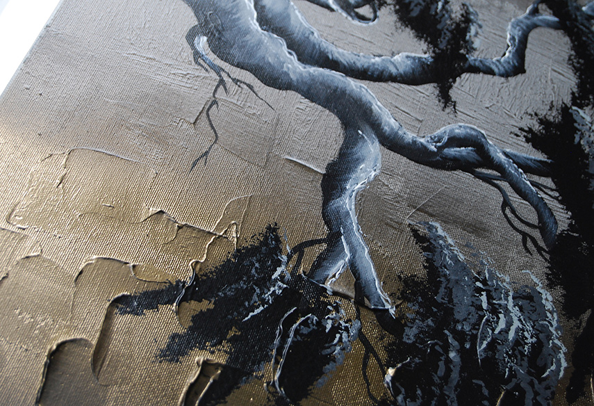 Jednodílný ručně malovaný obraz strom abstrakce