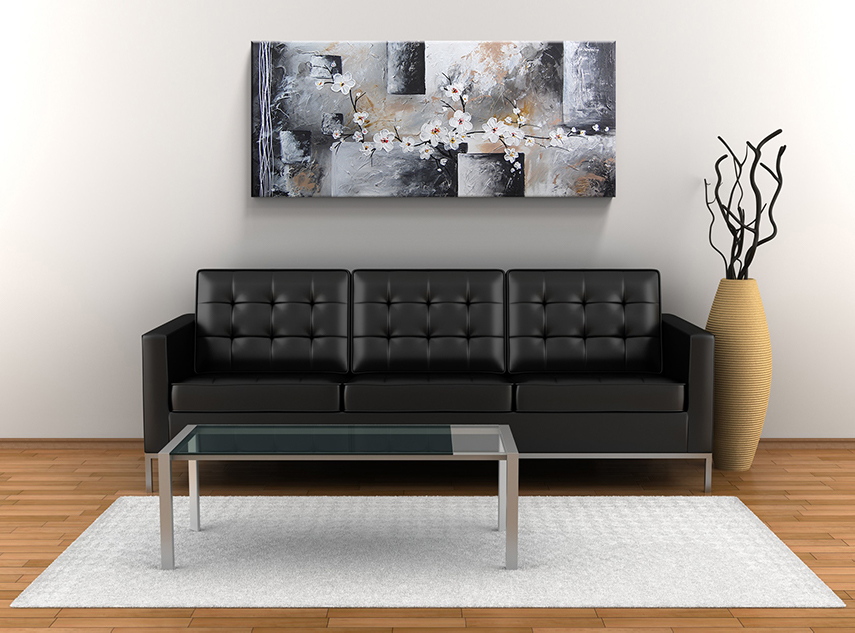 Květiny jednodílný obraz ručně malovaný panorama
