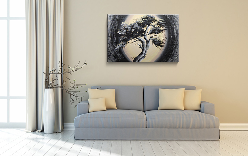 Jednodílný ručně malovaný obraz strom