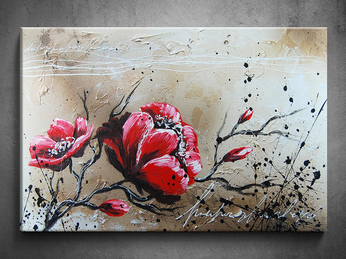 Abstrakcia ručne maľovaný obraz kvety