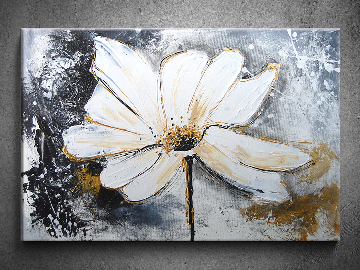 Ručne maľovaný abstraktný obraz kvetina