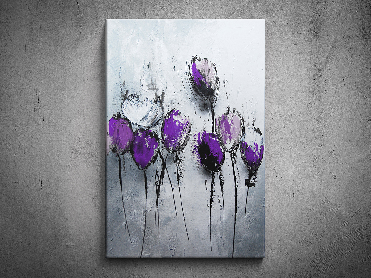Abstrakcia ručne maľovaný obraz tulipány
