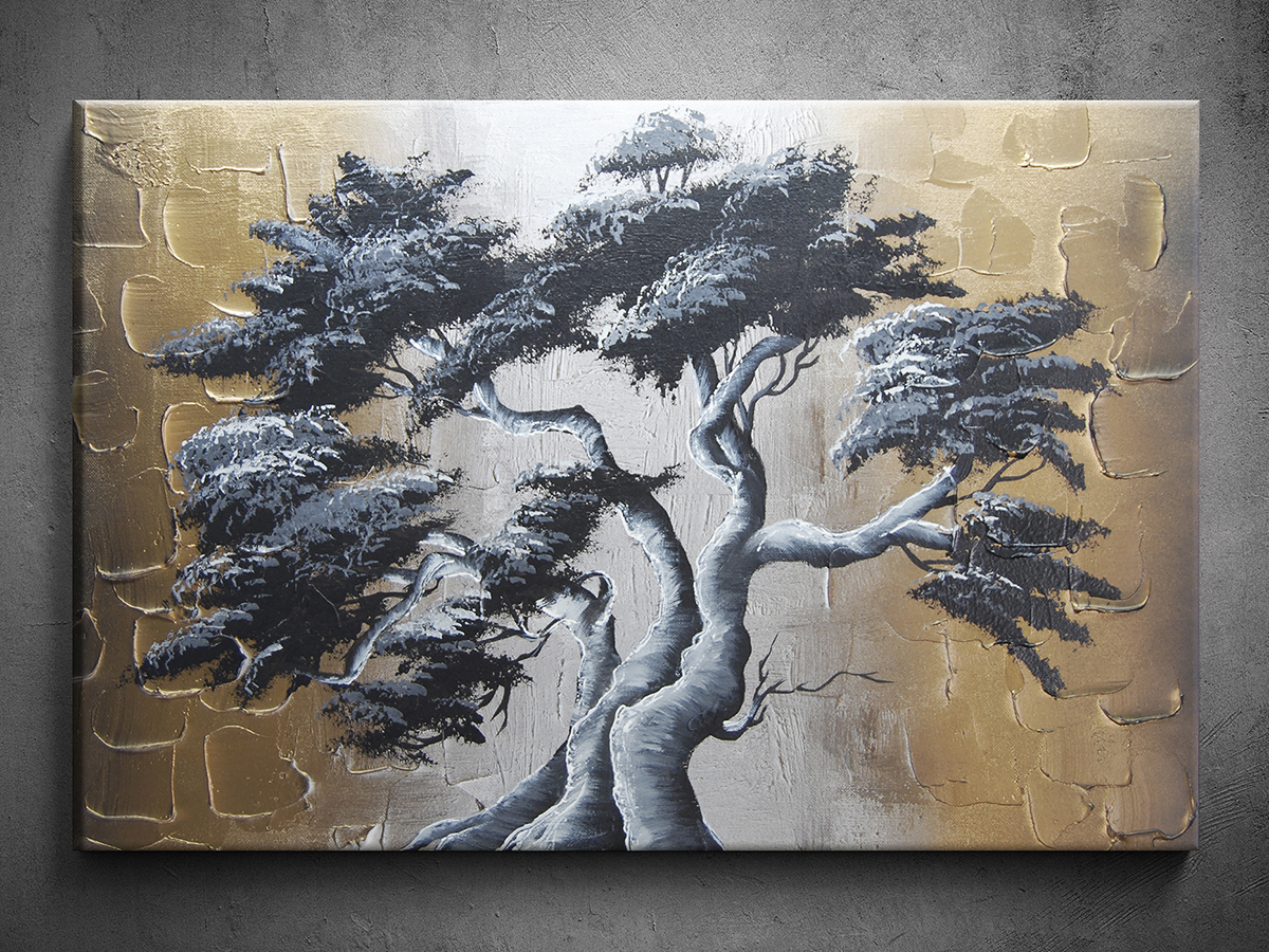 Ručne maľovaný obraz abstrakcie strom