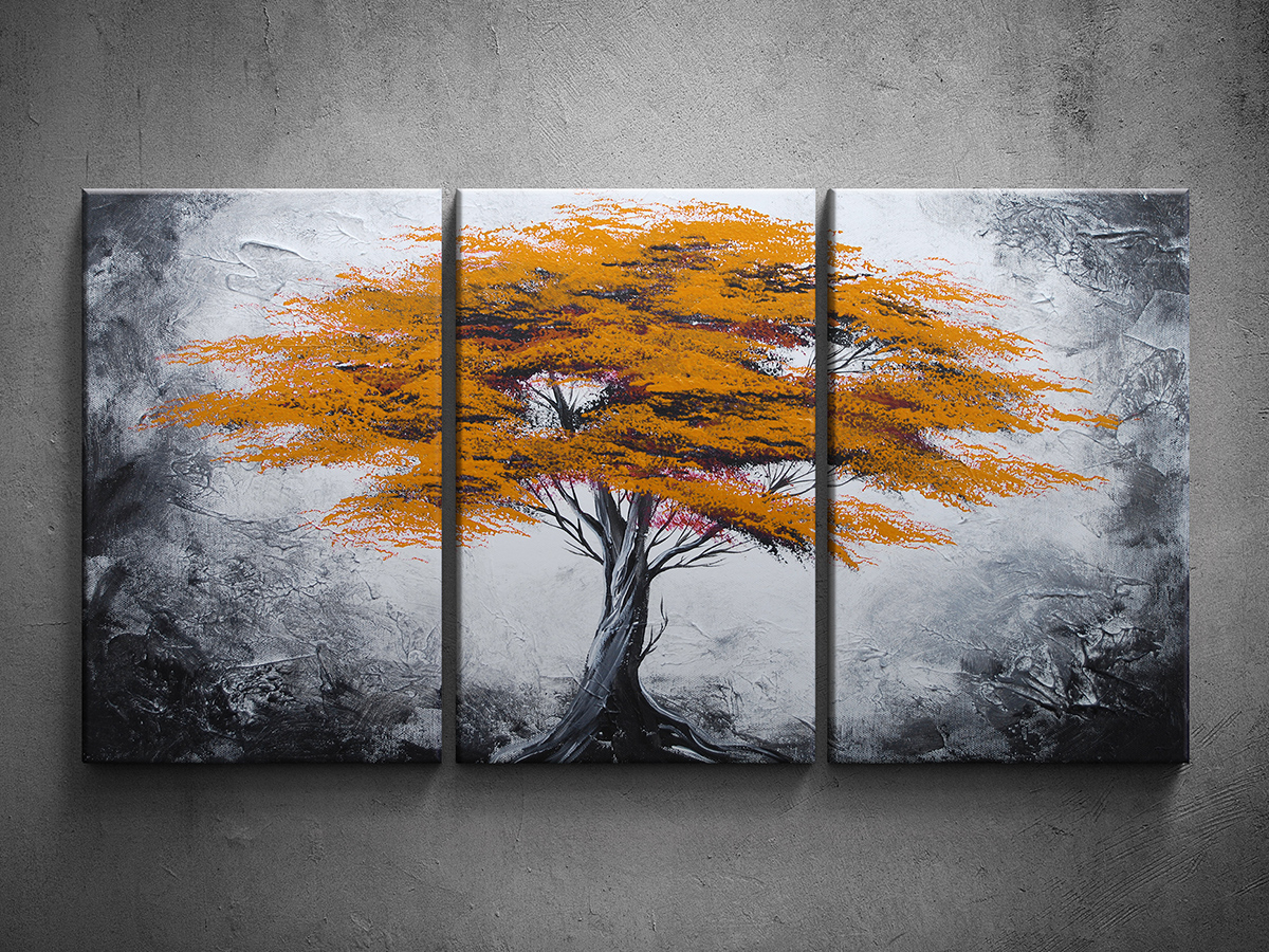 Ručne maľovaný obraz viacdielny strom