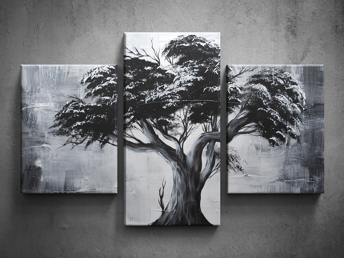  Ručne maľovaný obraz viacdielny strom