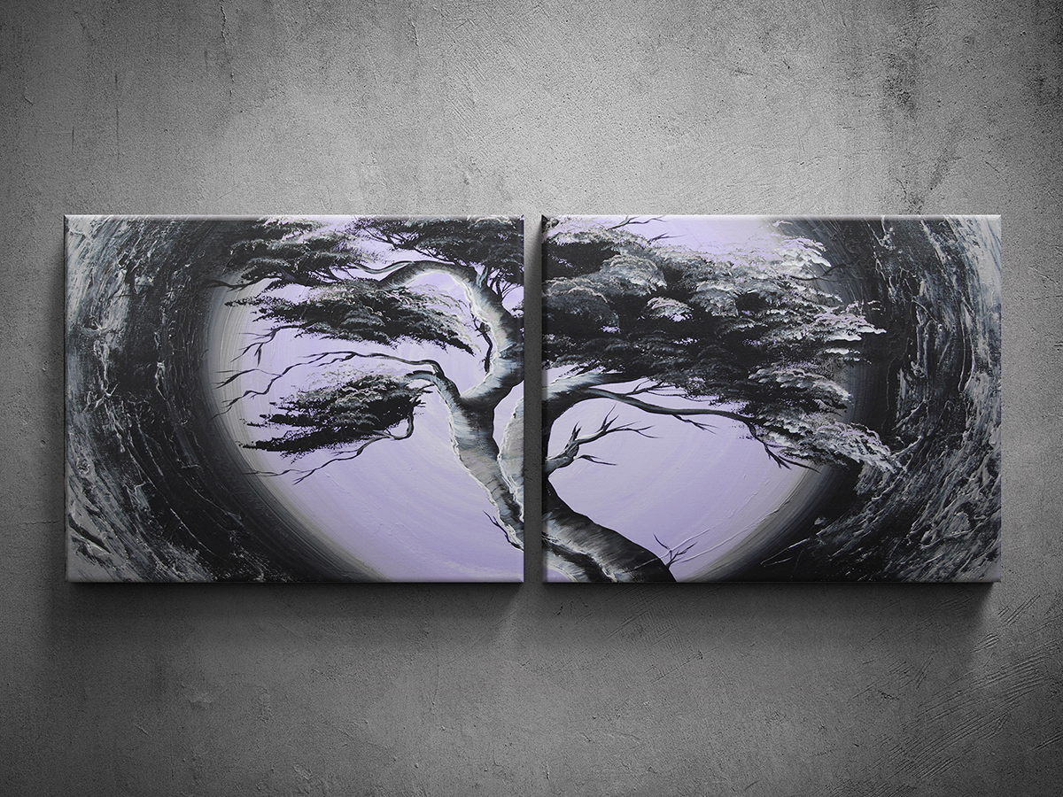  Viacdielny ručne maľovaný obraz strom