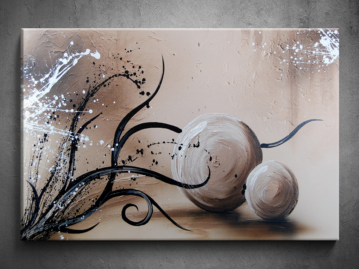 Ručne maľovaný obraz abstrakcie béžovej gule