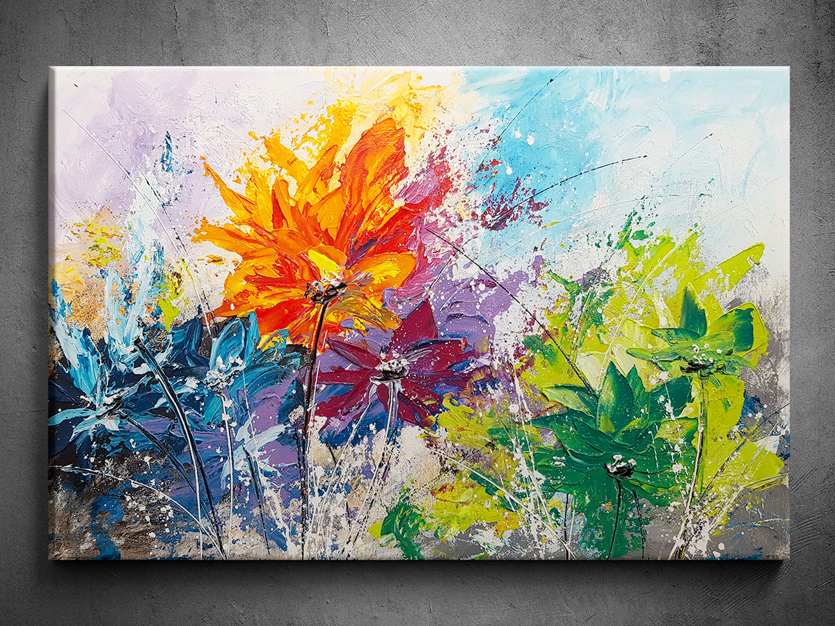 Ručne maľovaný obraz abstrakcie kvety