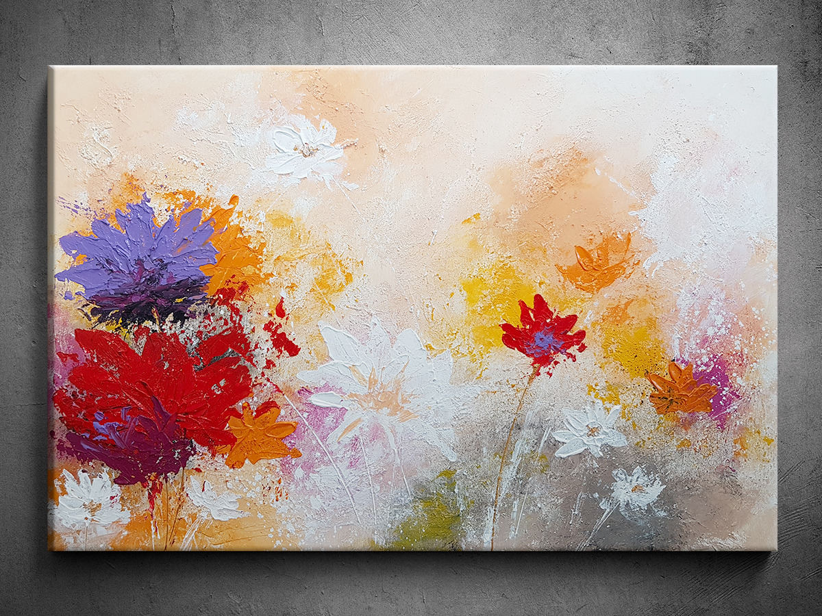 Moderné ručne maľovaný obraz abstrakcie kvety