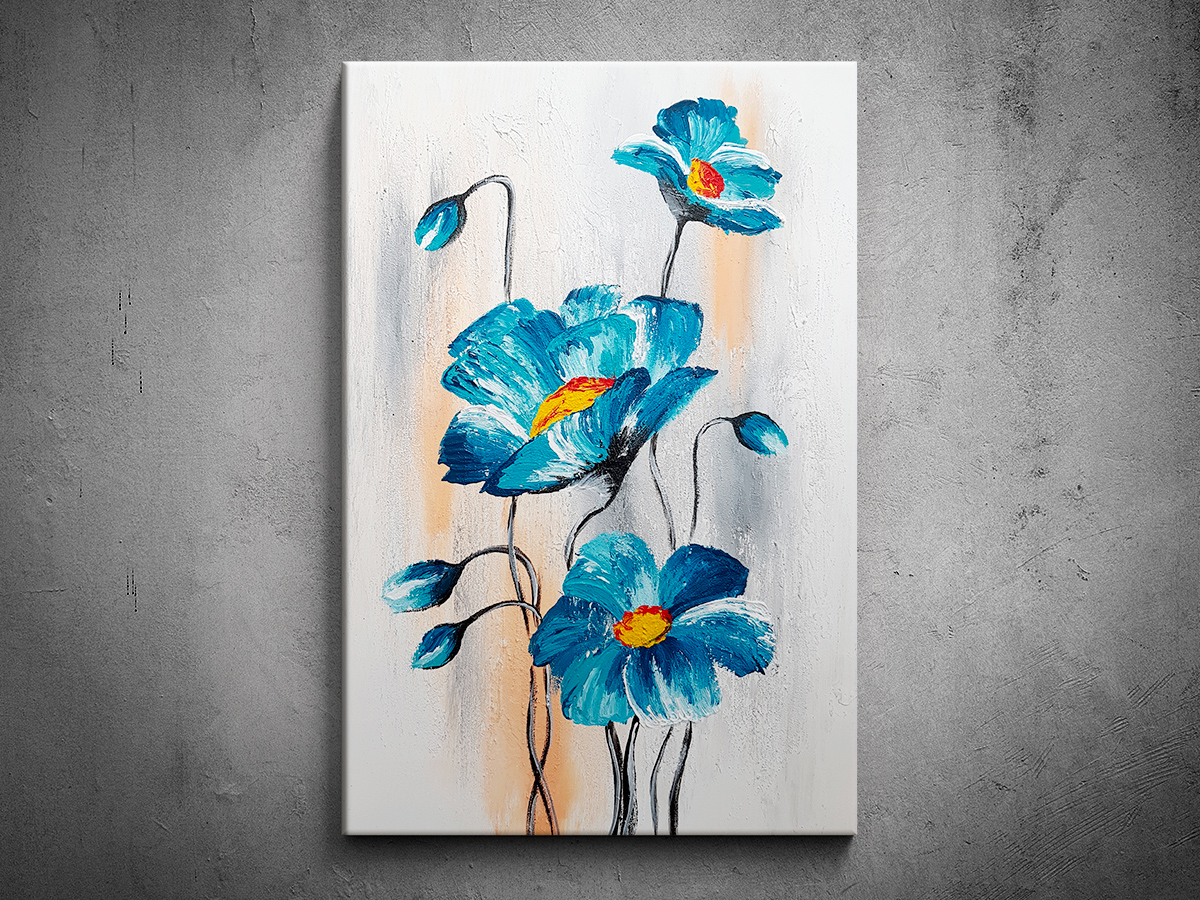 Ručne maľovaný obraz panorámu kvety