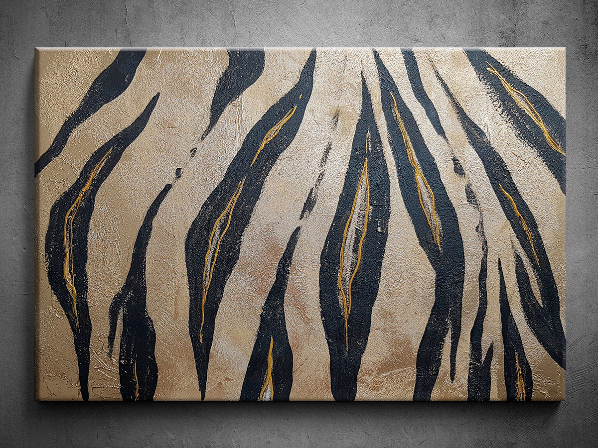 Abstrakcia ručne maľovaný obraz - Zlatý tiger