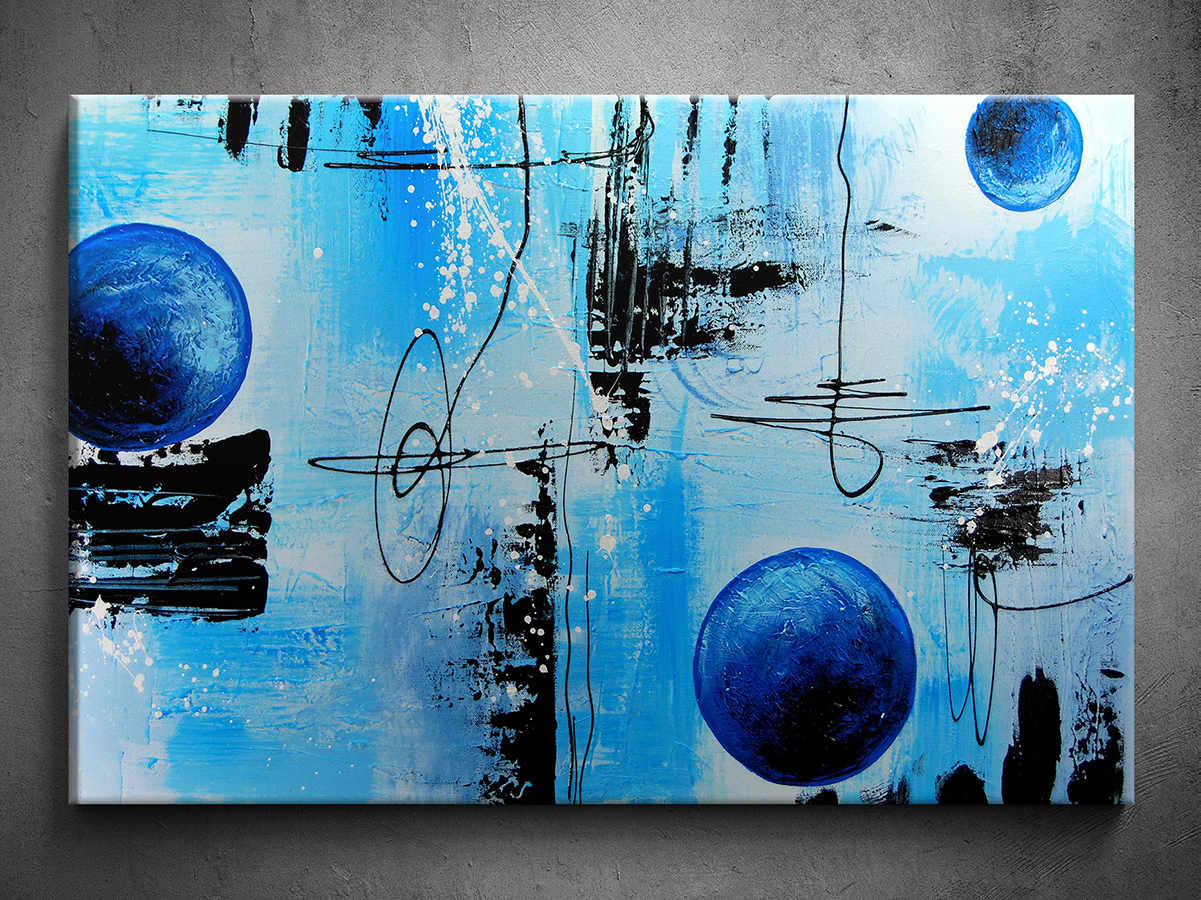 Abstrakcia ručne maľovaný obraz modré gule