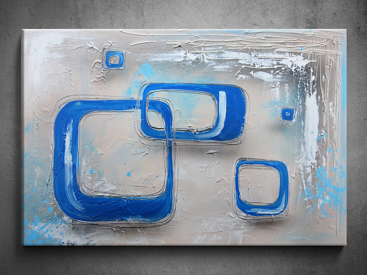 Obraz ručne maľovaný modrá abstrakcie