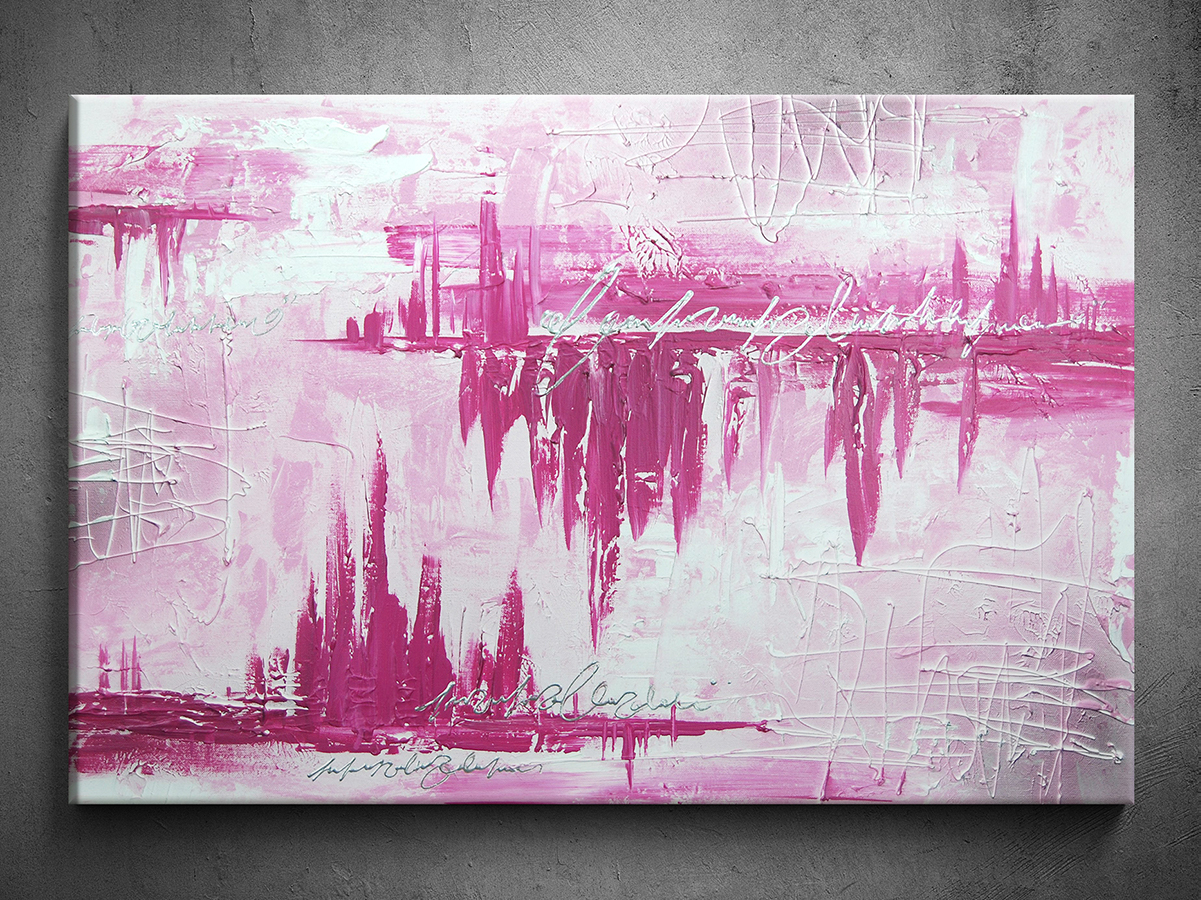 Ručne maľovaný obraz ružová abstrakcie