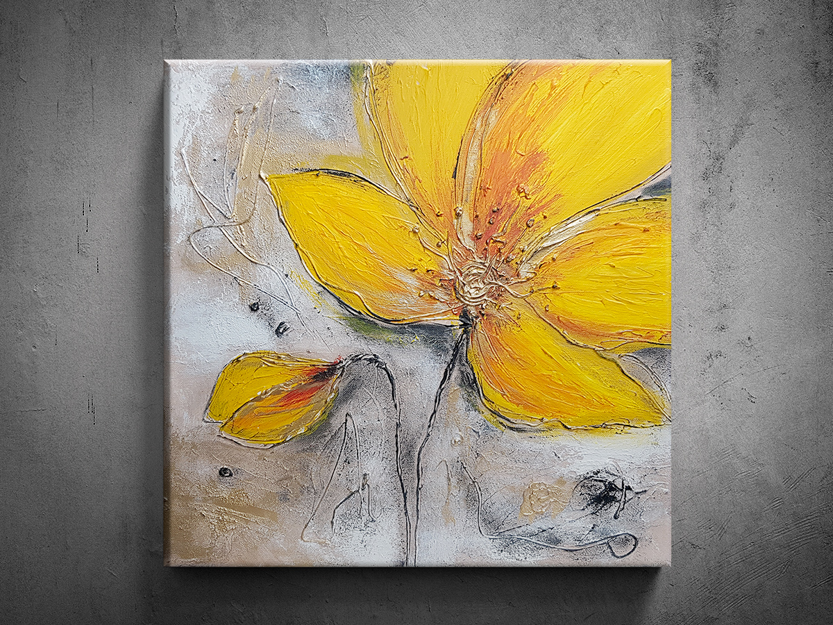 Ručne maľovaný obraz abstraktné kvety