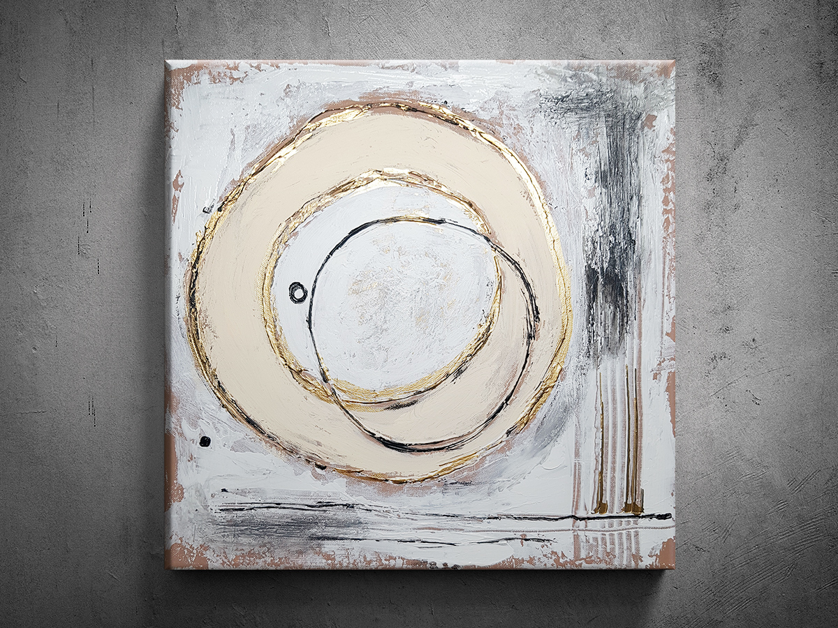 Abstrakcia ručne maľovaný obraz zlatý kruh